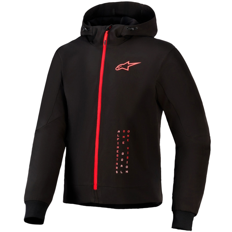 Felpa da motociclista Alpinestars RADIUM TECH HOODIE nera e rossa