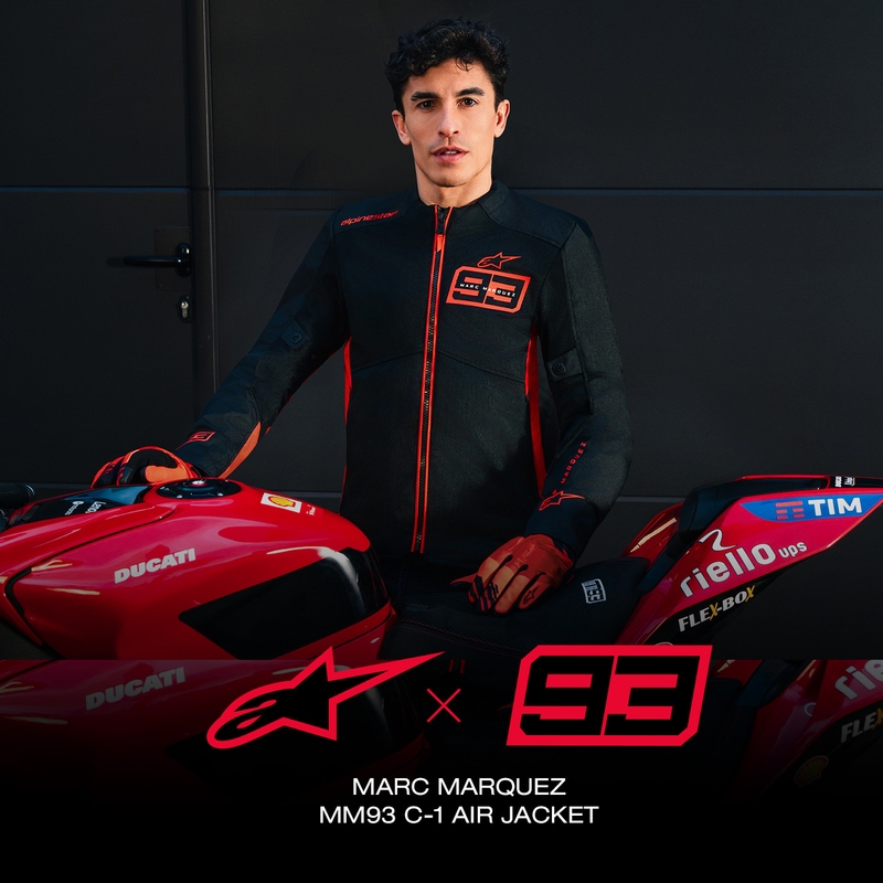 Giacca da moto Alpinestars C-1 AIR MM93, collezione fluo, rosso-rosso-nero