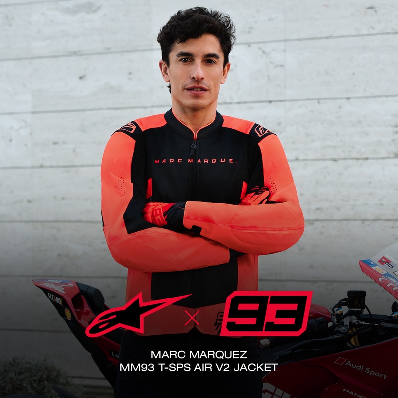 Giacca da moto Alpinestars T-SPS Air V2 MM93, collezione fluo, rosso-nero