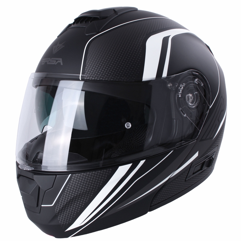 Casco da moto modulare RSA Rival nero-grigio-bianco in offerta - seconda qualità Saldi - II. qualità
