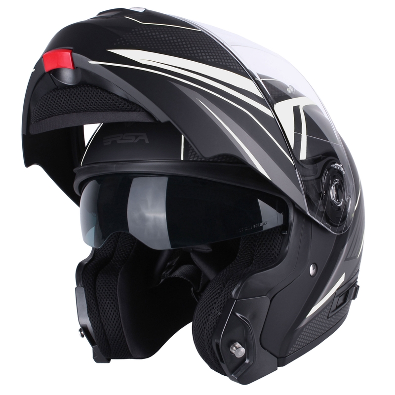 Casco da moto modulare RSA Rival nero-grigio-bianco in offerta - seconda qualità Saldi - II. qualità