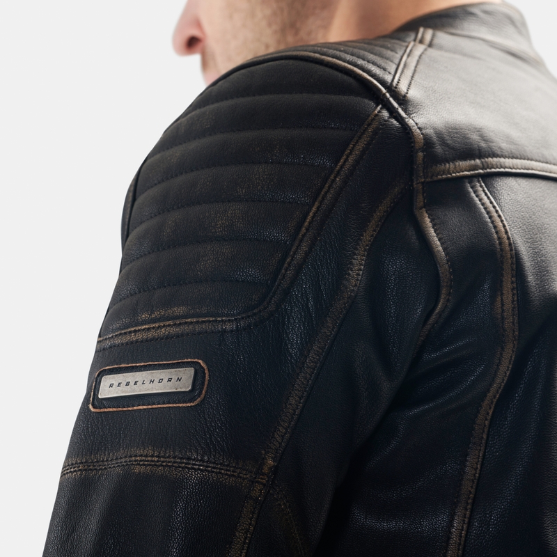 Giacca da motociclista in pelle Rebelhorn Hunter II marrone - seconda qualità - II. qualità