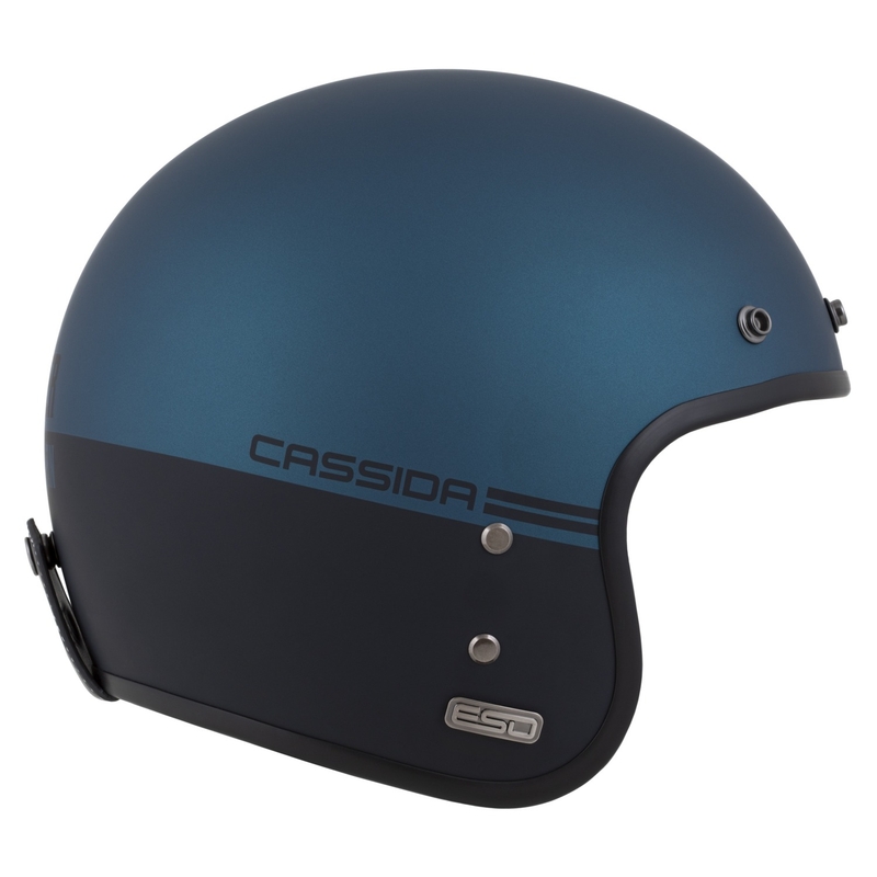 Casco aperto Cassida Eso Super Hooligan nero opaco-blu metallizzato - II qualità - II. qualità