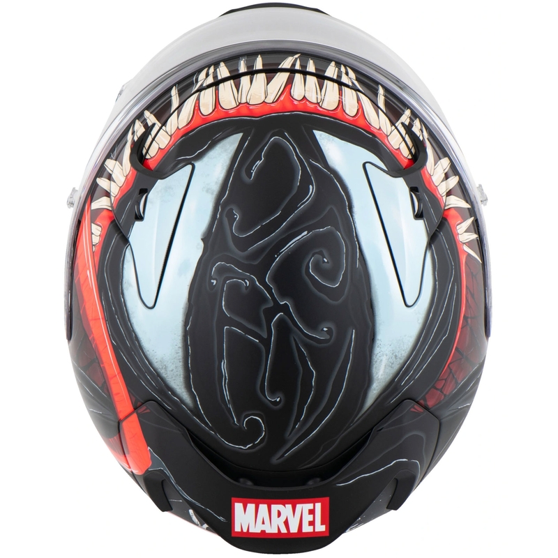 Casco integrale da moto HJC RPHA 12 Venom 3 Marvel, nero e rosso.