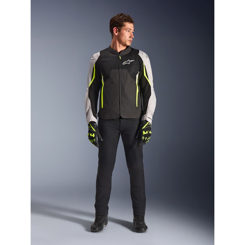 Giacca da moto Alpinestars AST V3 Air bianco-giallo fluo-nero