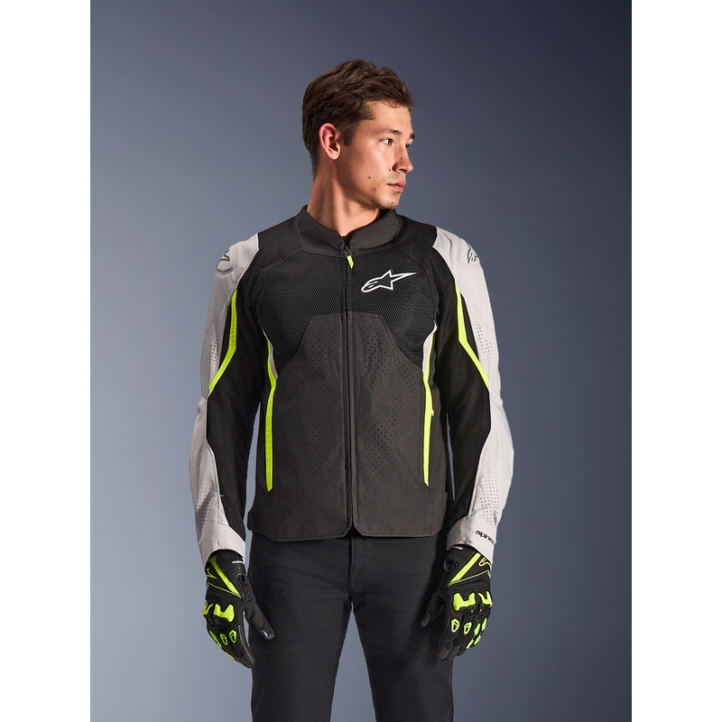 Giacca da moto Alpinestars AST V3 Air bianco-giallo fluo-nero
