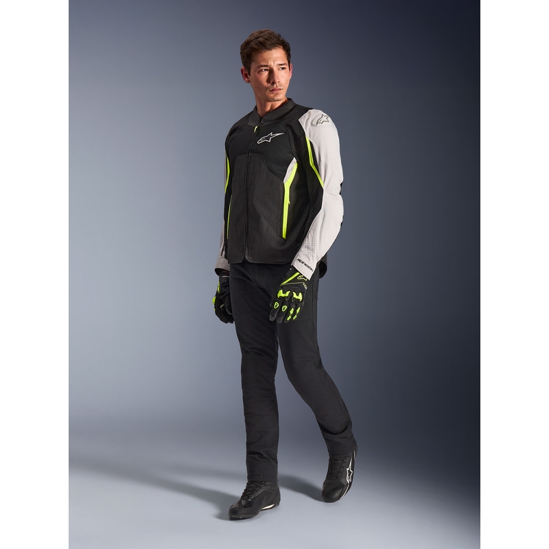 Giacca da moto Alpinestars AST V3 Air bianco-giallo fluo-nero