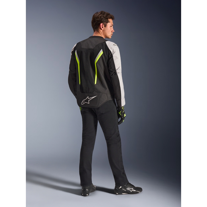 Giacca da moto Alpinestars AST V3 Air bianco-giallo fluo-nero