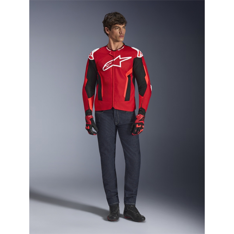 Giacca da moto Alpinestars T-GP Air rosso-fluo rosso-bianco-nero