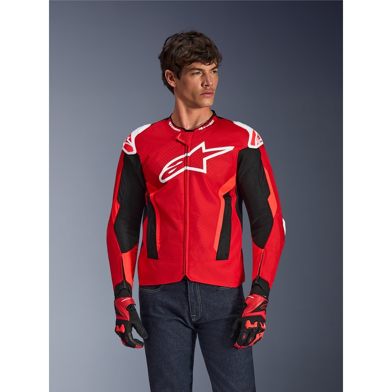 Giacca da moto Alpinestars T-GP Air rosso-fluo rosso-bianco-nero