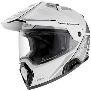 Casco da moto Enduro con auricolare SENA Outlander bianco lucido