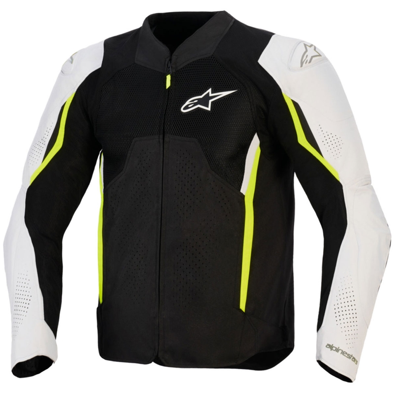 Giacca da moto Alpinestars AST V3 Air bianco-giallo fluo-nero