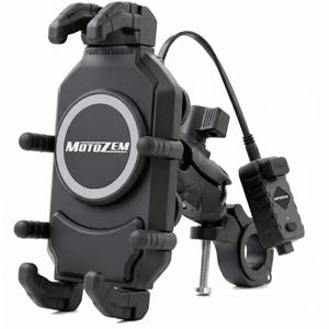 Supporto per telefono antivibrazione con caricatore wireless e presa USB-C MotoZem M26-C1 nero