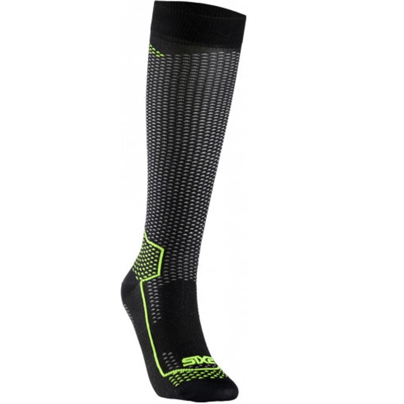 Calze funzionali al ginocchio SIXS LONG V3 nero carbone-giallo