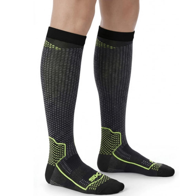 Calze funzionali al ginocchio SIXS LONG V3 nero carbone-giallo