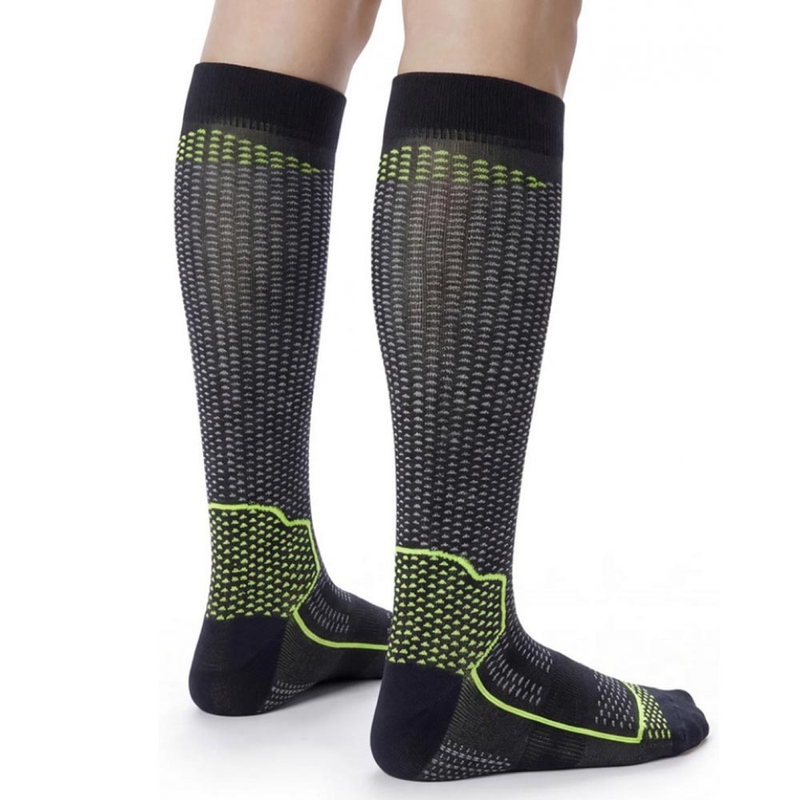 Calze funzionali al ginocchio SIXS LONG V3 nero carbone-giallo