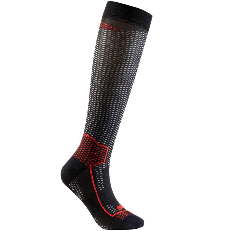 Calze funzionali al ginocchio SIXS LONG V3 nero carbonio-rosso