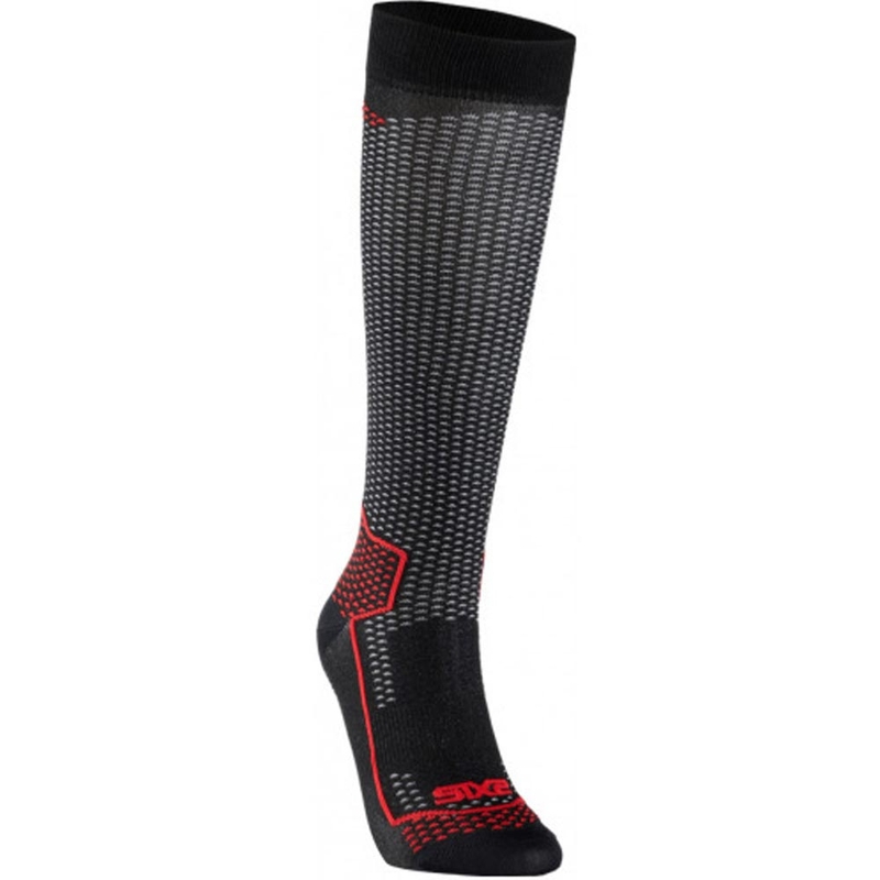 Calze funzionali al ginocchio SIXS LONG V3 nero carbonio-rosso