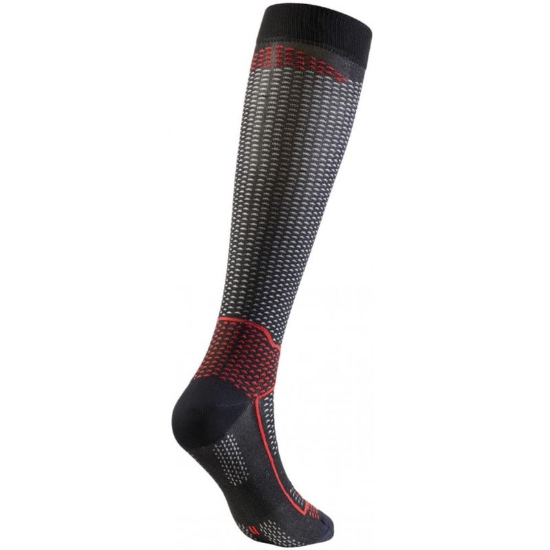 Calze funzionali al ginocchio SIXS LONG V3 nero carbonio-rosso