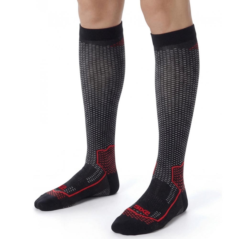 Calze funzionali al ginocchio SIXS LONG V3 nero carbonio-rosso