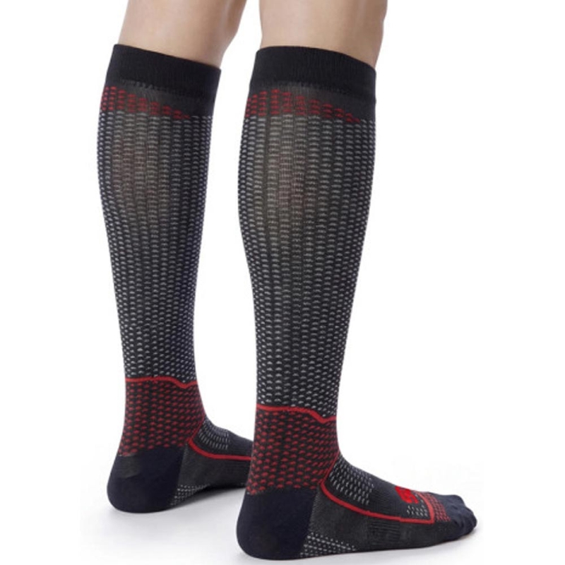 Calze funzionali al ginocchio SIXS LONG V3 nero carbonio-rosso