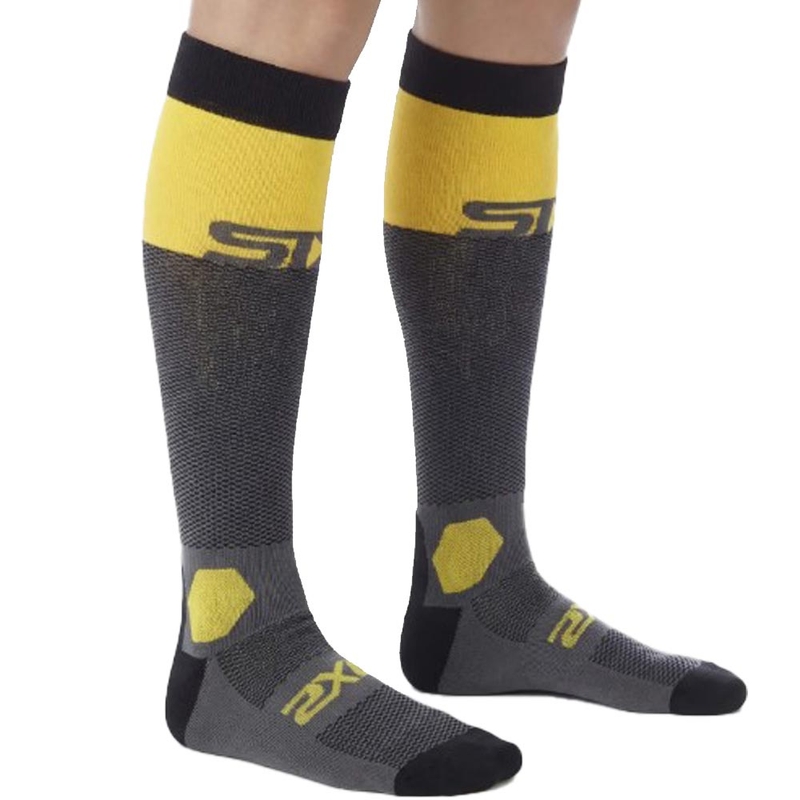 Calze funzionali al ginocchio SXS LONG RACING V2 grigio scuro-giallo