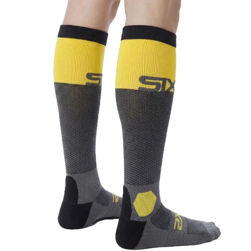 Calze funzionali al ginocchio SXS LONG RACING V2 grigio scuro-giallo