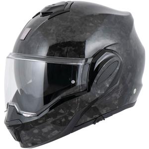 Casco da moto modulare Scorpion EXO-TECH EVO ONYX CARBON, colore nero.