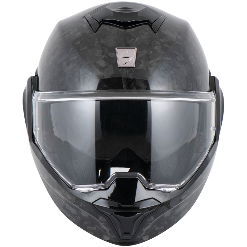 Casco da moto modulare Scorpion EXO-TECH EVO ONYX CARBON, colore nero.