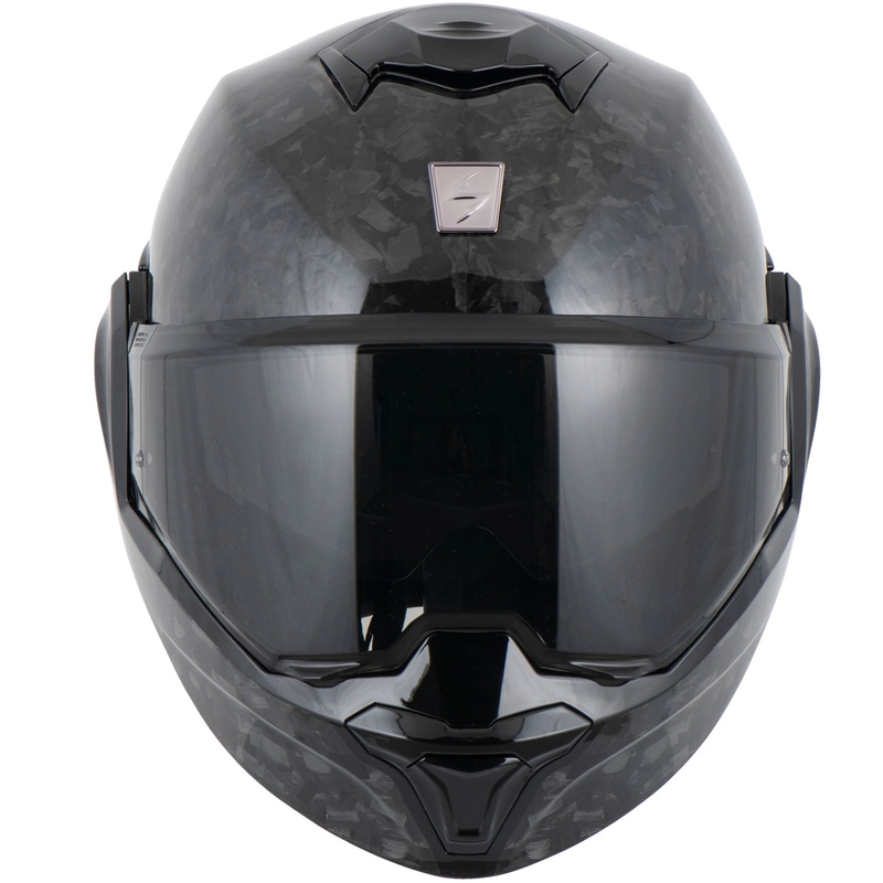 Casco da moto modulare Scorpion EXO-TECH EVO ONYX CARBON, colore nero.