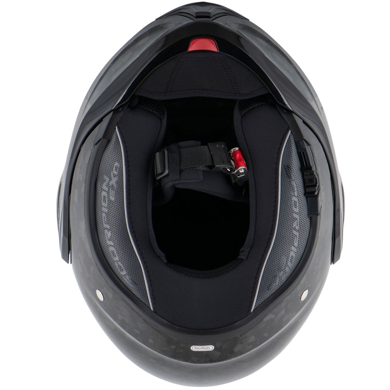Casco da moto modulare Scorpion EXO-TECH EVO ONYX CARBON, colore nero.