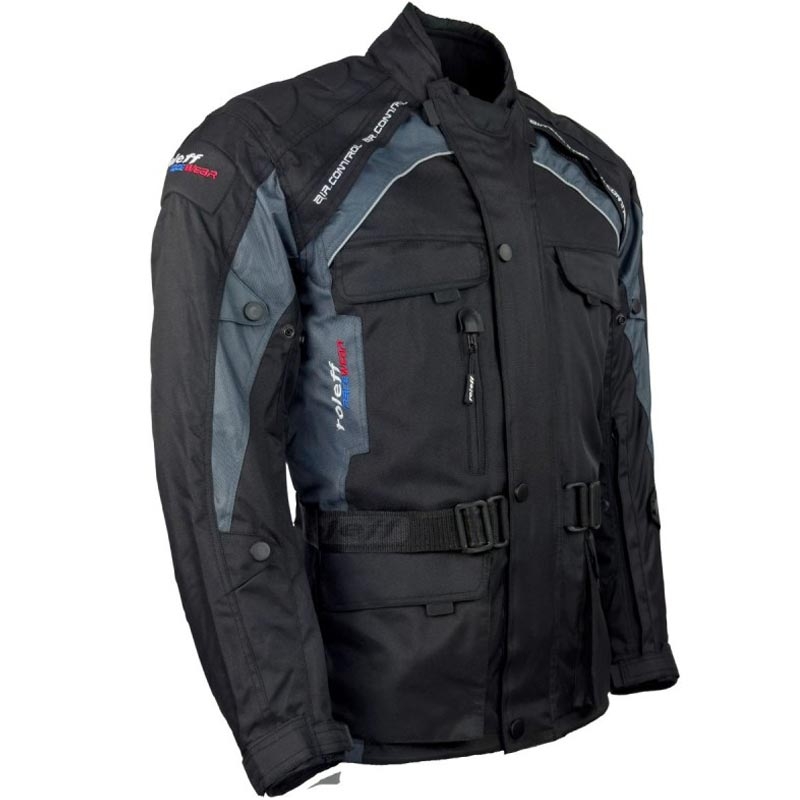 Giacca da motociclista Roleff Liverpool nera e grigia