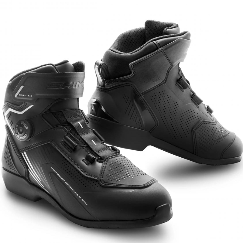 Stivali da moto Shimano Enzo Air neri e bianchi