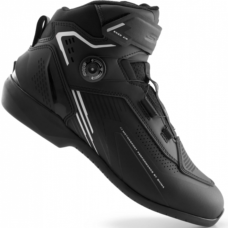 Stivali da moto Shimano Enzo Air neri e bianchi
