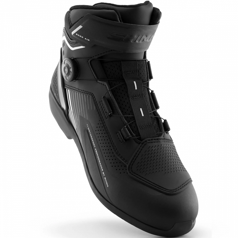 Stivali da moto Shimano Enzo Air neri e bianchi