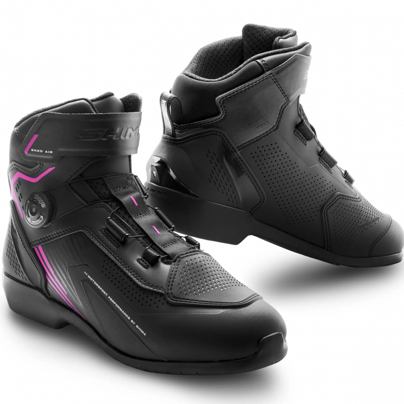 Stivali da motociclista da donna Shimano Enzo Air neri e rosa