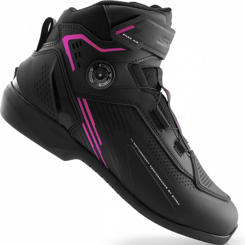 Stivali da motociclista da donna Shimano Enzo Air neri e rosa