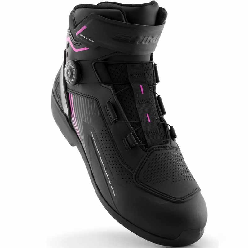 Stivali da motociclista da donna Shimano Enzo Air neri e rosa