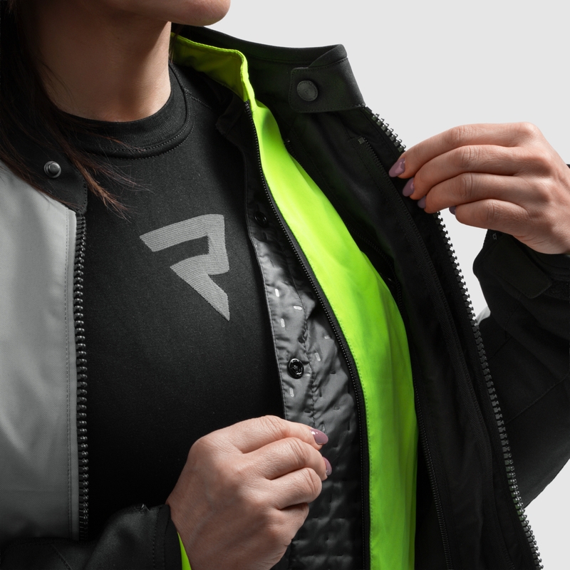 Giacca da moto da donna Rebelhorn Swift grigio chiaro-giallo fluo