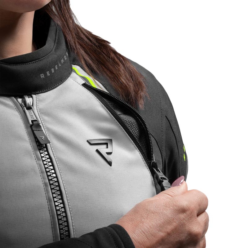 Giacca da moto da donna Rebelhorn Swift grigio chiaro-giallo fluo