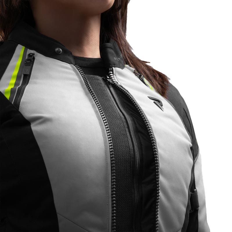 Giacca da moto da donna Rebelhorn Swift grigio chiaro-giallo fluo