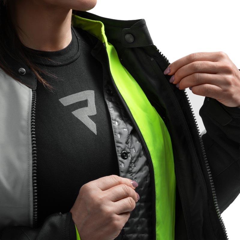Giacca da moto da donna Rebelhorn Swift grigio chiaro-giallo fluo