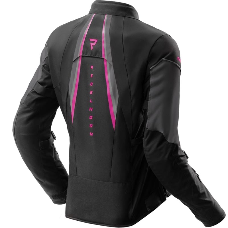 Giacca da moto da donna Rebelhorn Swift nero-grigio-rosa
