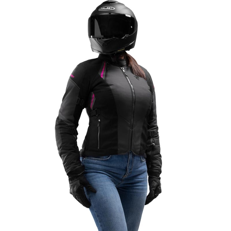 Giacca da moto da donna Rebelhorn Swift nero-grigio-rosa