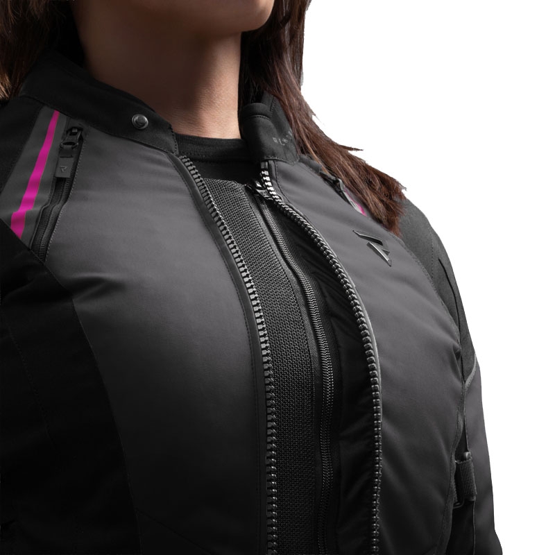 Giacca da moto da donna Rebelhorn Swift nero-grigio-rosa