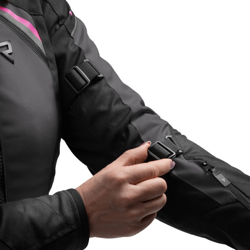 Giacca da moto da donna Rebelhorn Swift nero-grigio-rosa