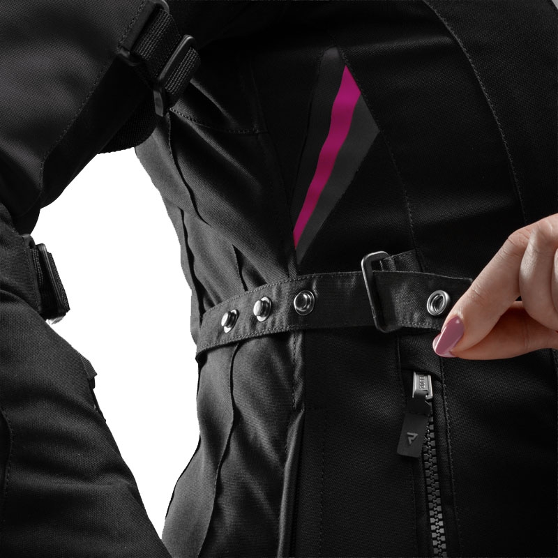 Giacca da moto da donna Rebelhorn Swift nero-grigio-rosa