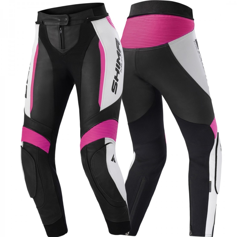 Pantaloni da moto da donna Shima Miura 2.0 nero-rosa fluo