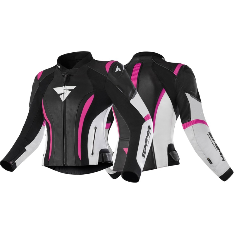 Giacca da motociclista da donna Shima Miura 2.0 nero-rosa fluo