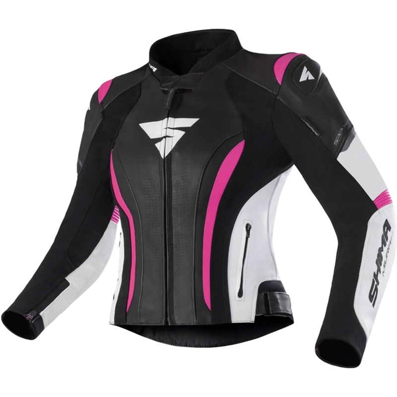 Giacca da motociclista da donna Shima Miura 2.0 nero-rosa fluo